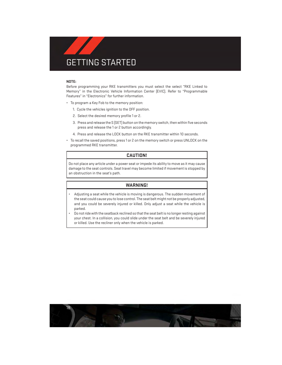 Getting started | Dodge 2014 Grand_Caravan - User Guide User Manual | Page 20 / 156