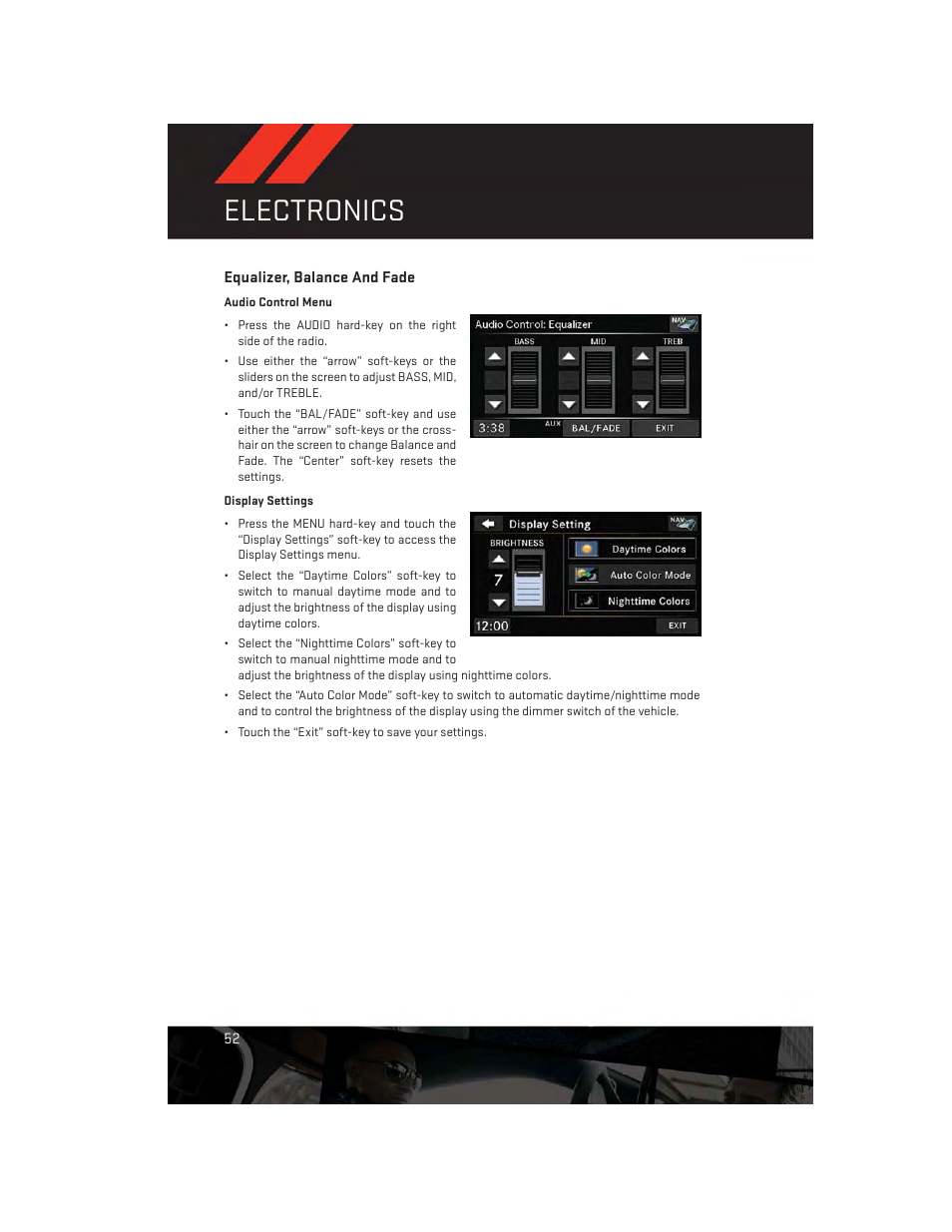 Equalizer, balance and fade, Electronics | Dodge 2014 Grand_Caravan - User Guide User Manual | Page 54 / 156