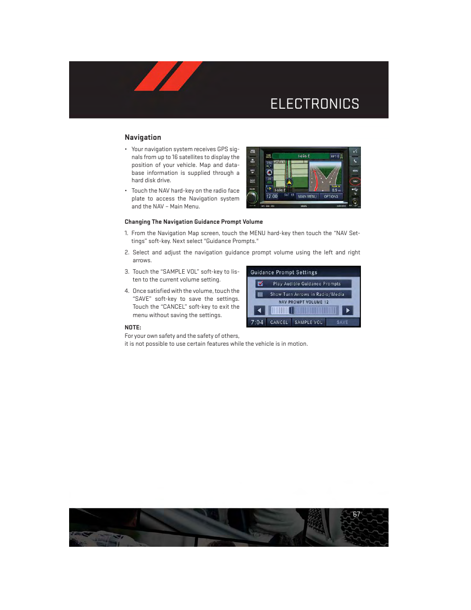 Navigation, Electronics | Dodge 2014 Grand_Caravan - User Guide User Manual | Page 69 / 156