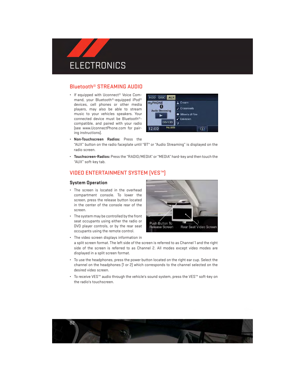 Bluetooth® streaming audio, Video entertainment system (ves™), System operation | Electronics | Dodge 2014 Grand_Caravan - User Guide User Manual | Page 84 / 156