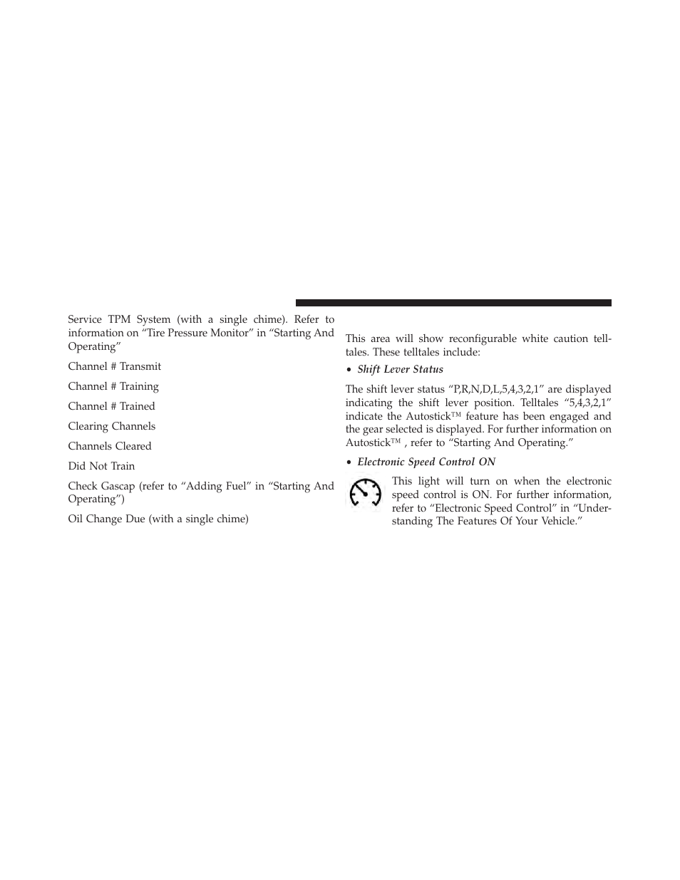 Evic white indicators | Dodge 2014 Journey - Owner Manual User Manual | Page 318 / 651
