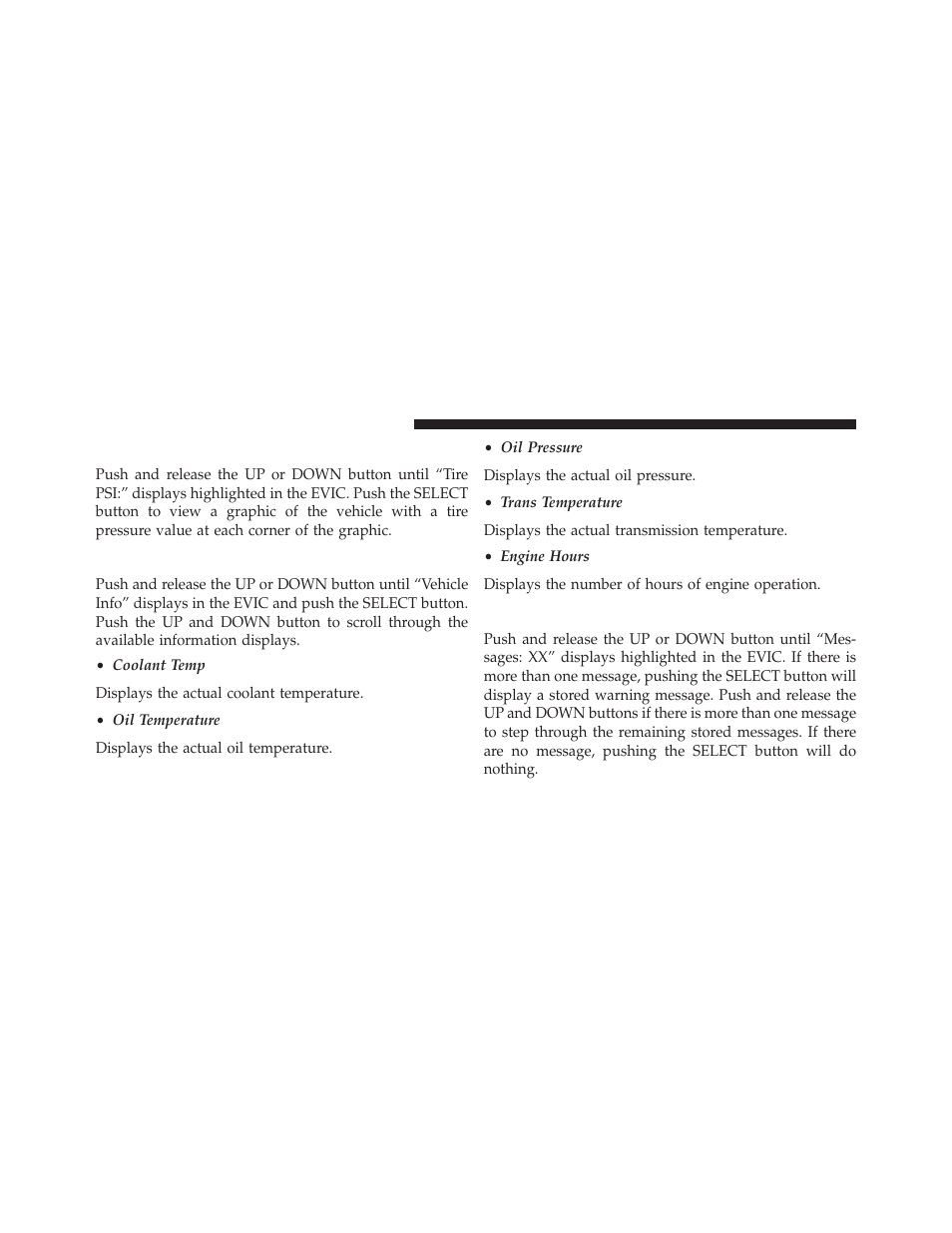 Tire psi, Vehicle info (customer information features), Messages | Dodge 2014 Journey - Owner Manual User Manual | Page 326 / 651