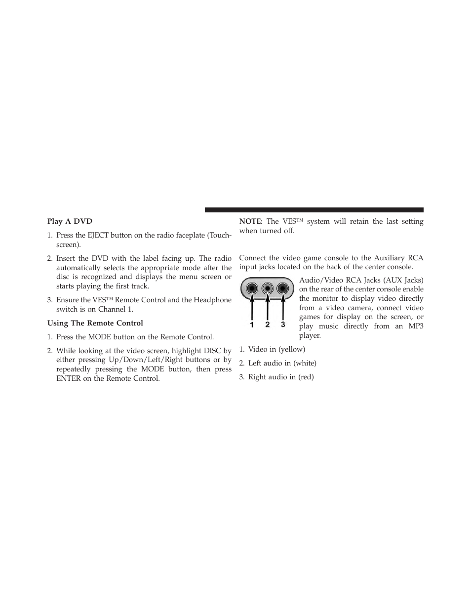 Play a dvd, Using the remote control, Play video games | Dodge 2014 Journey - Owner Manual User Manual | Page 354 / 651