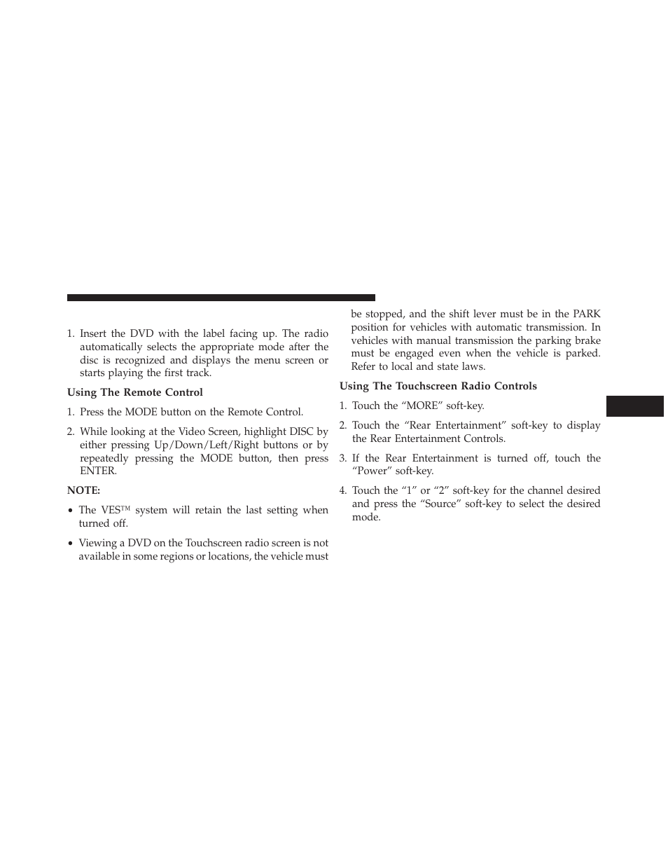 Play a dvd using the touchscreen radio, Using the remote control, Using the touchscreen radio controls | Dodge 2014 Journey - Owner Manual User Manual | Page 357 / 651