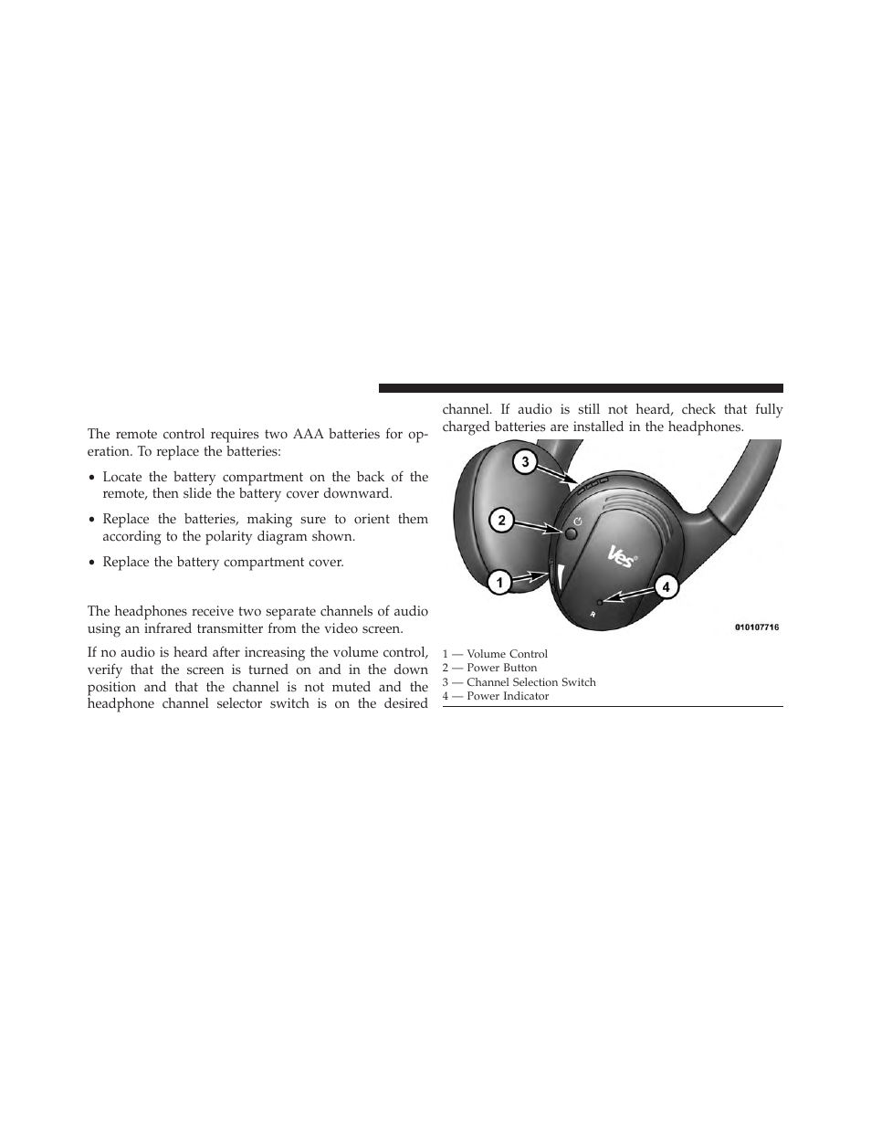 Replacing the remote control batteries, Headphones operation | Dodge 2014 Journey - Owner Manual User Manual | Page 362 / 651