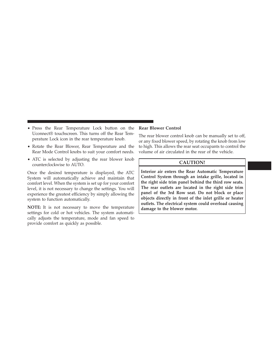 Rear blower control | Dodge 2014 Journey - Owner Manual User Manual | Page 403 / 651