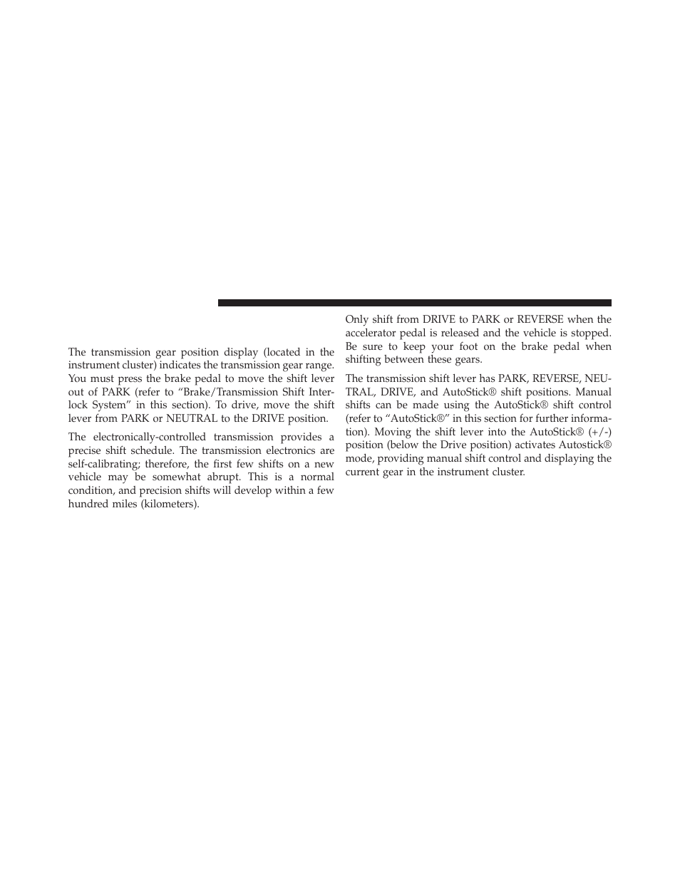 Four-speed or six-speed automatic transmission, Four-speed or six-speed automatic, Transmission | Dodge 2014 Journey - Owner Manual User Manual | Page 422 / 651