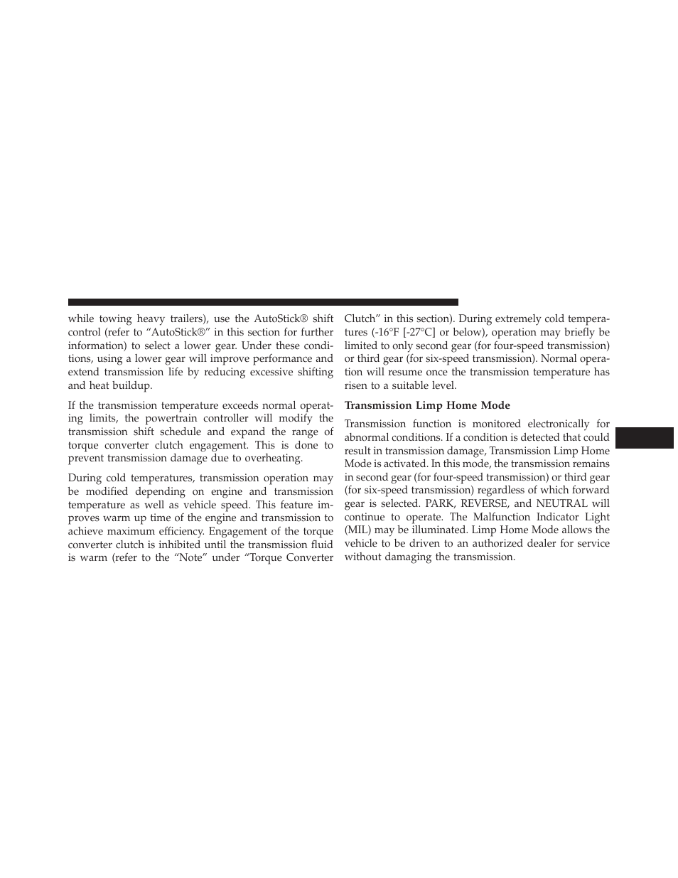 Transmission limp home mode | Dodge 2014 Journey - Owner Manual User Manual | Page 427 / 651