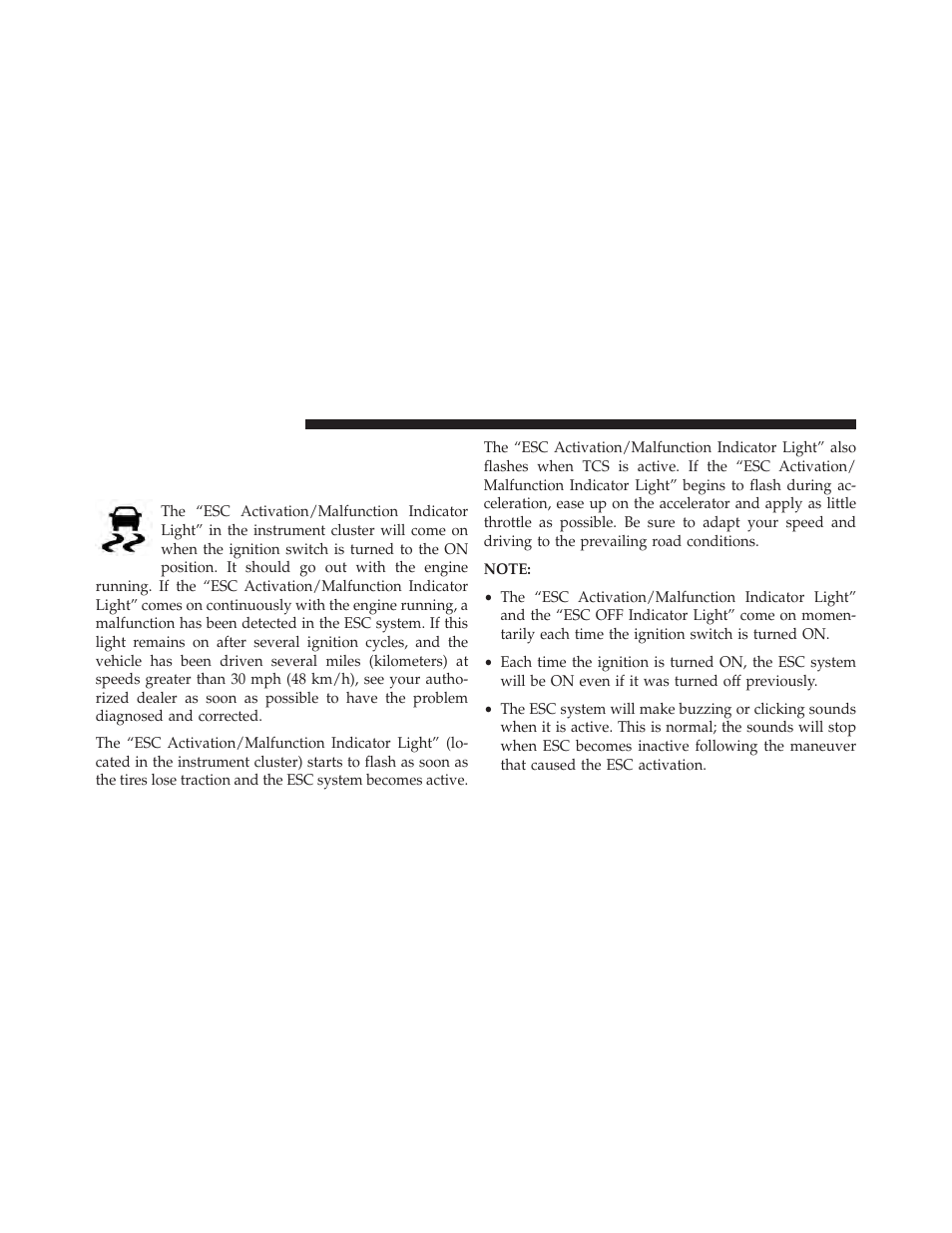 Esc activation/malfunction indicator light and, Esc off indicator light | Dodge 2014 Journey - Owner Manual User Manual | Page 448 / 651