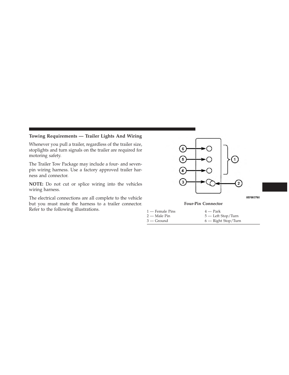 Towing requirements — trailer lights and wiring | Dodge 2014 Journey - Owner Manual User Manual | Page 509 / 651