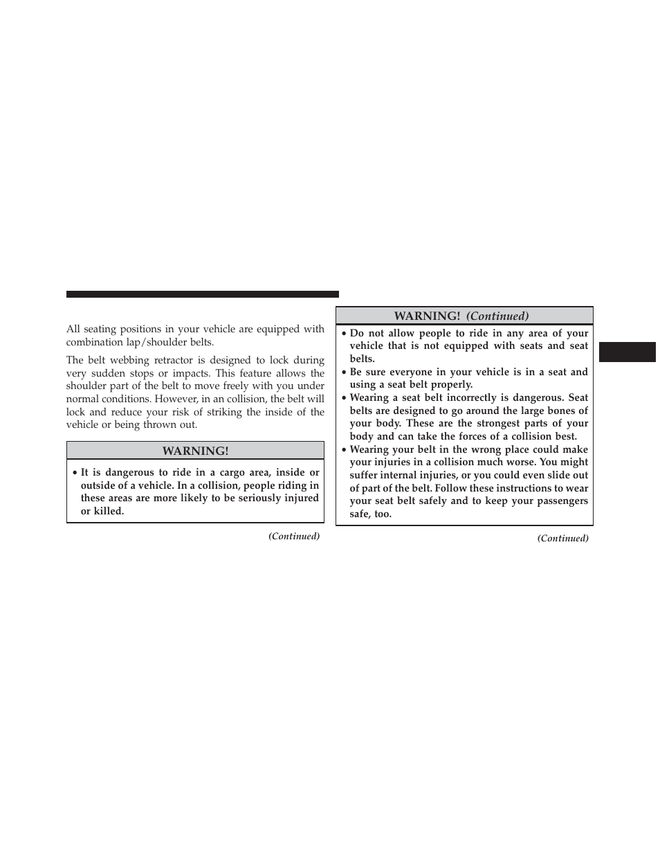 Lap/shoulder belts | Dodge 2014 Journey - Owner Manual User Manual | Page 53 / 651