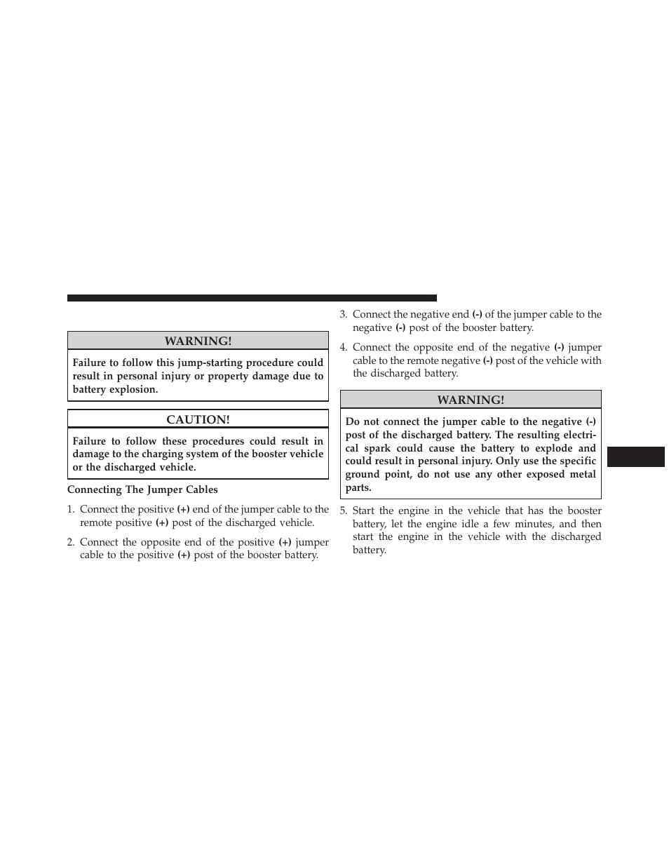 Jump-starting procedure | Dodge 2014 Journey - Owner Manual User Manual | Page 537 / 651