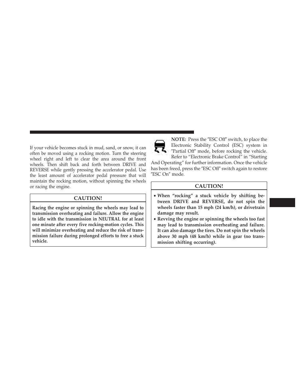 Freeing a stuck vehicle | Dodge 2014 Journey - Owner Manual User Manual | Page 539 / 651