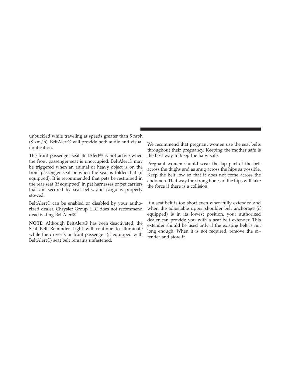 Seat belts and pregnant women, Seat belt extender | Dodge 2014 Journey - Owner Manual User Manual | Page 66 / 651
