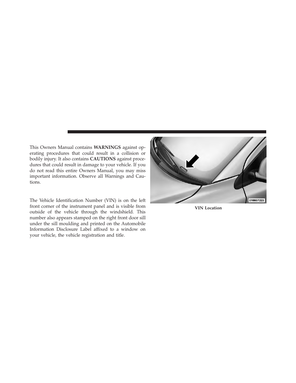 Warnings and cautions, Vehicle identification number | Dodge 2014 Journey - Owner Manual User Manual | Page 8 / 651