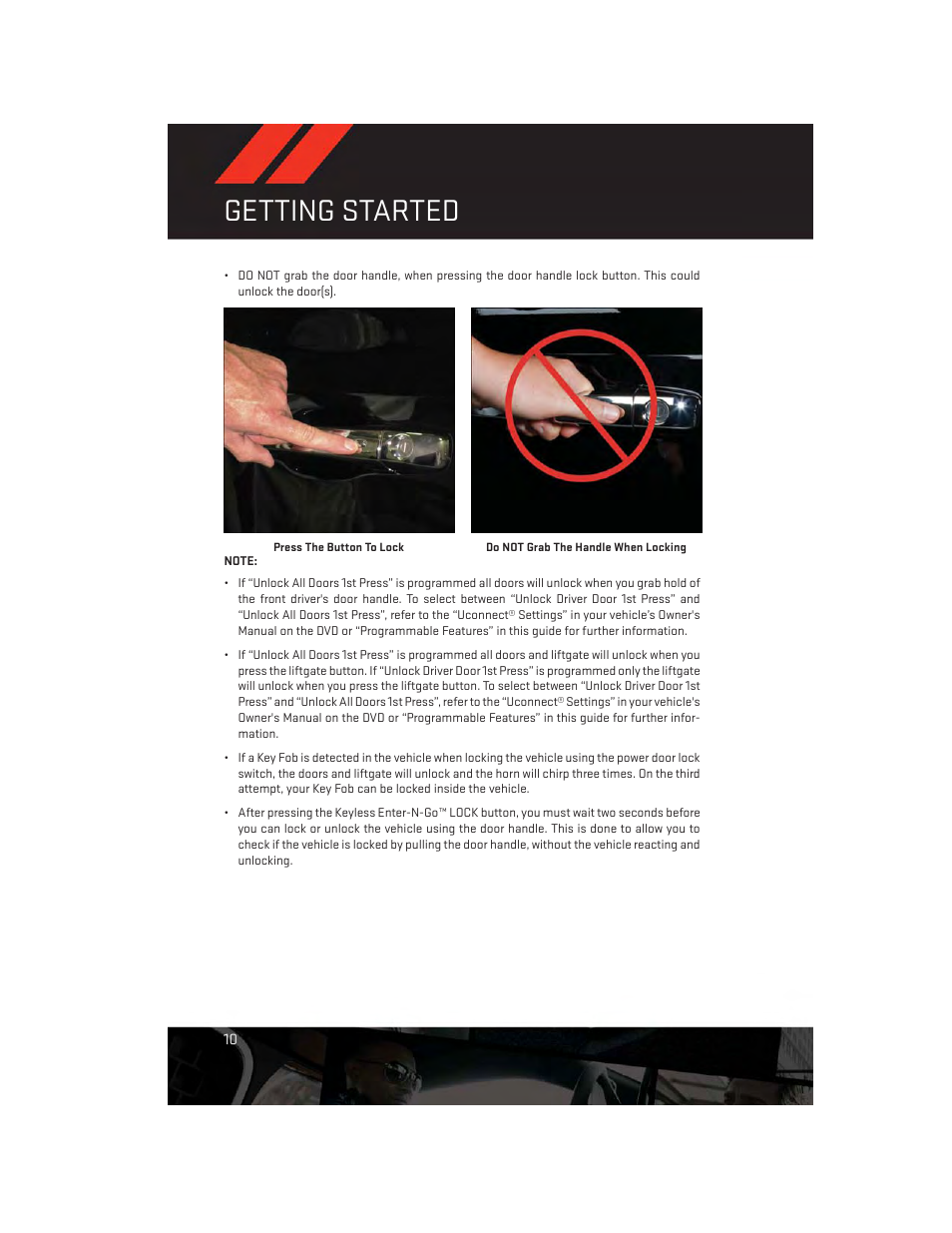 Getting started | Dodge 2014 Journey - User Guide User Manual | Page 12 / 124
