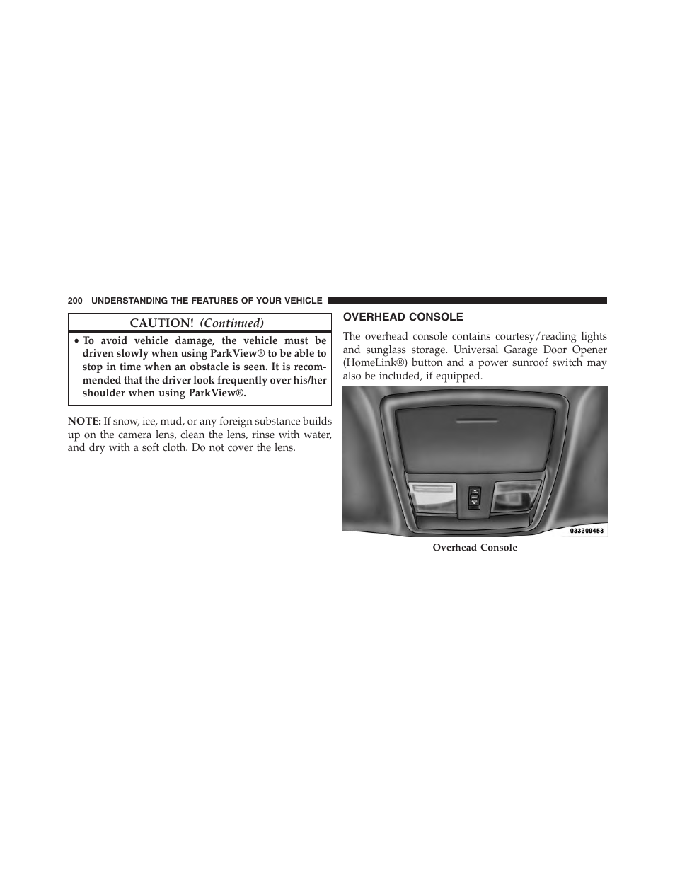 Overhead console | Dodge 2015 Challenger - Owner Manual User Manual | Page 202 / 618