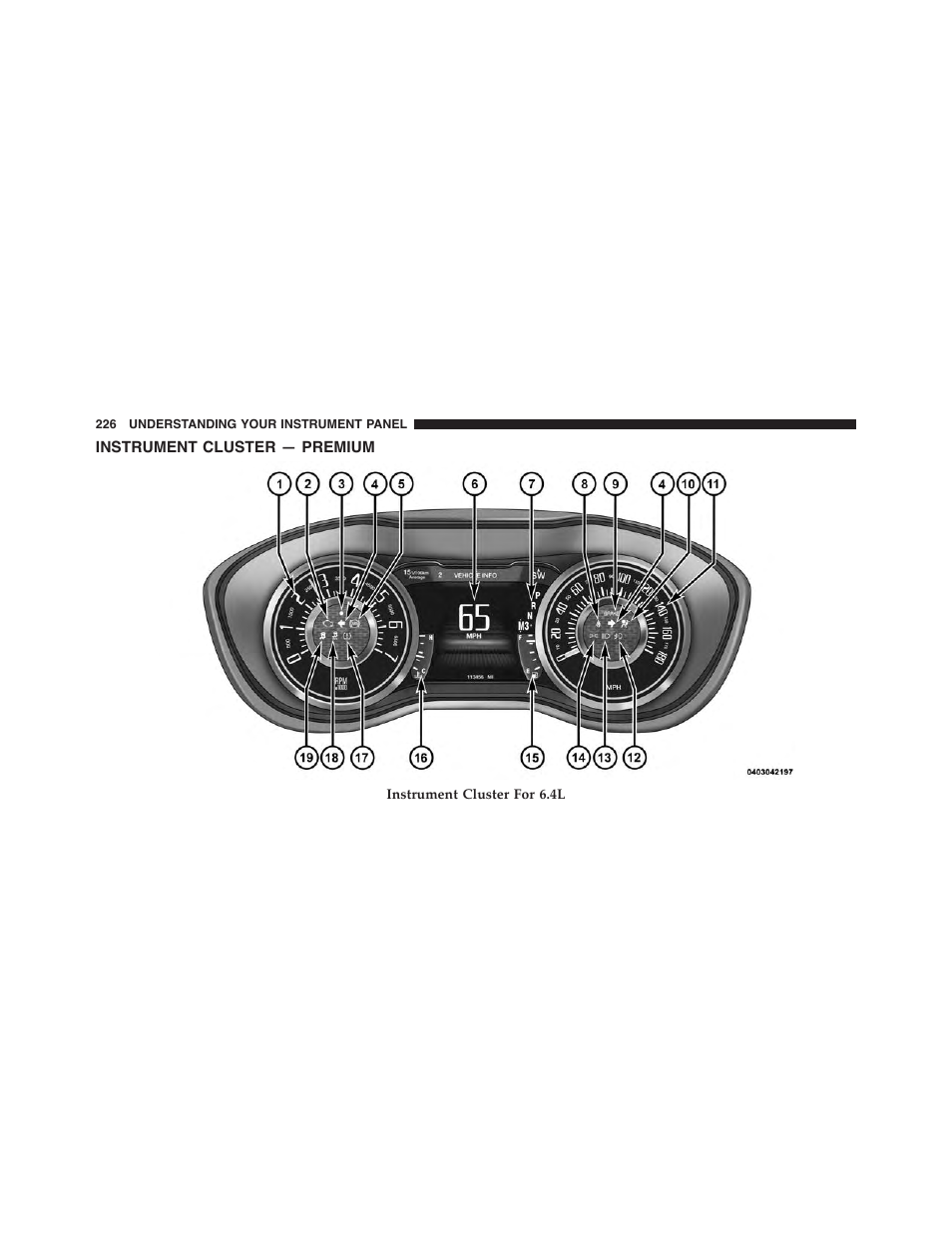 Instrument cluster — premium | Dodge 2015 Challenger - Owner Manual User Manual | Page 228 / 618