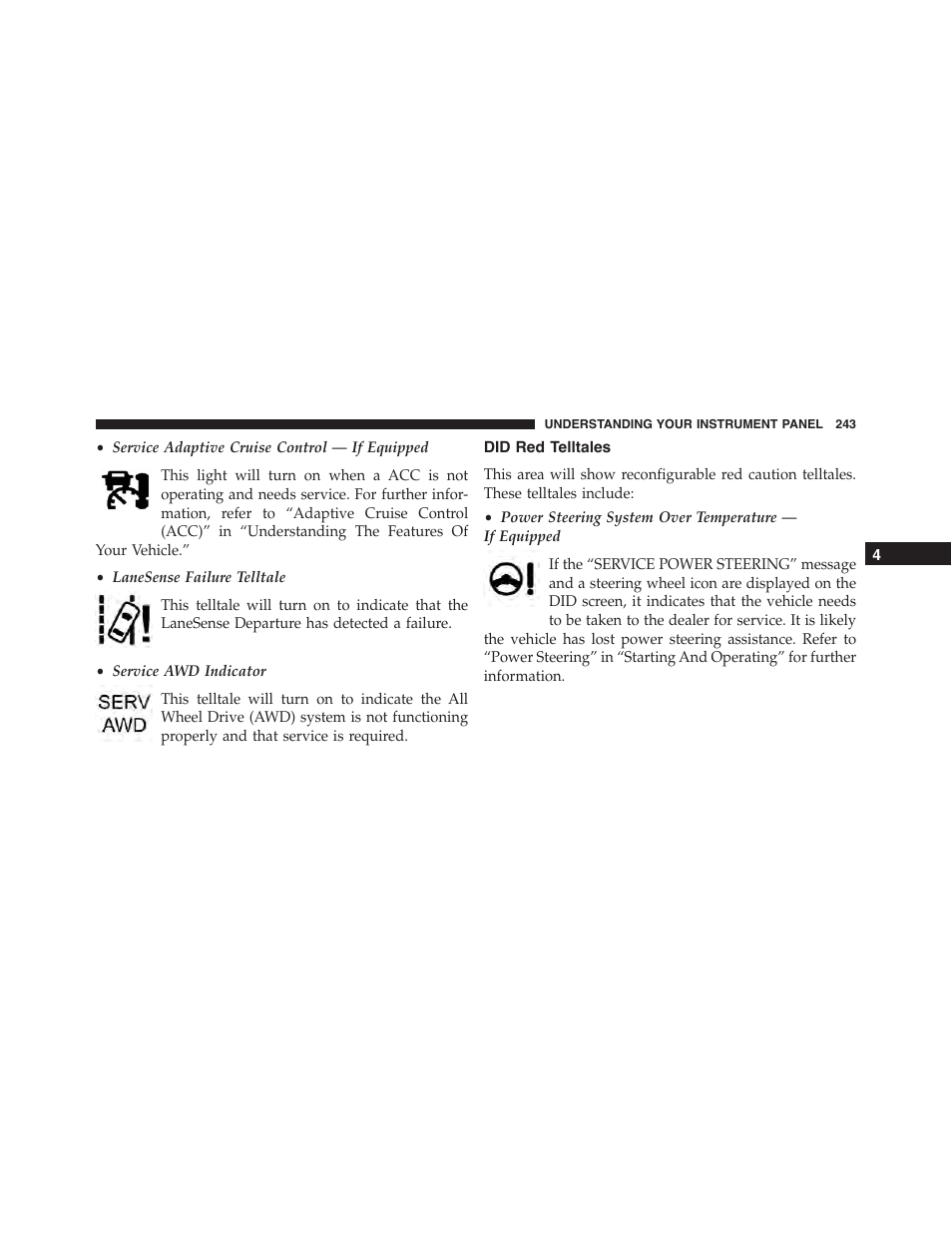 Did red telltales | Dodge 2015 Challenger - Owner Manual User Manual | Page 245 / 618