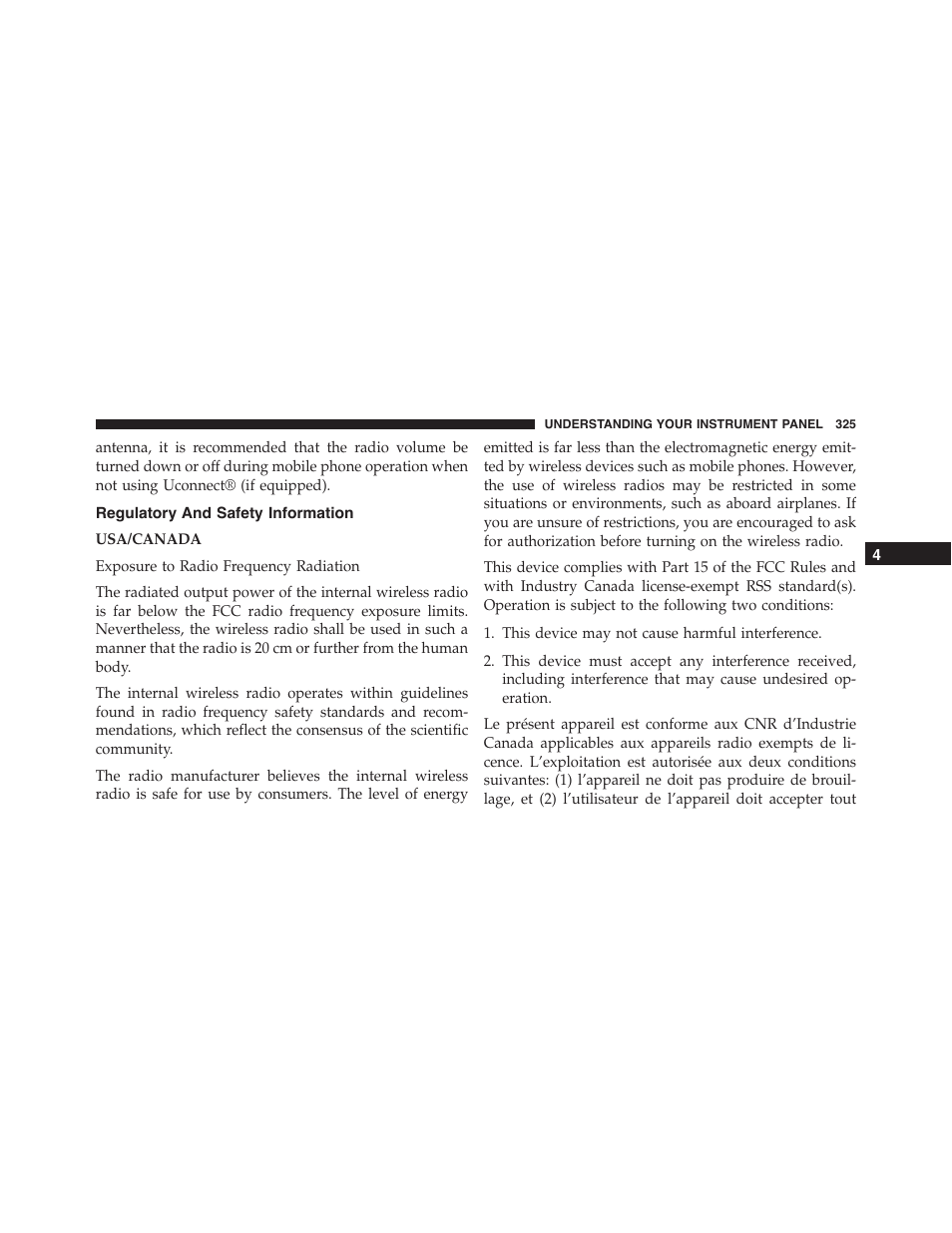 Regulatory and safety information | Dodge 2015 Challenger - Owner Manual User Manual | Page 327 / 618