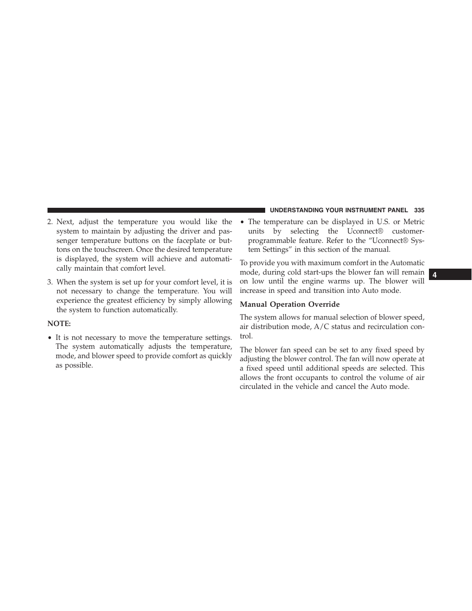 Manual operation override | Dodge 2015 Challenger - Owner Manual User Manual | Page 337 / 618