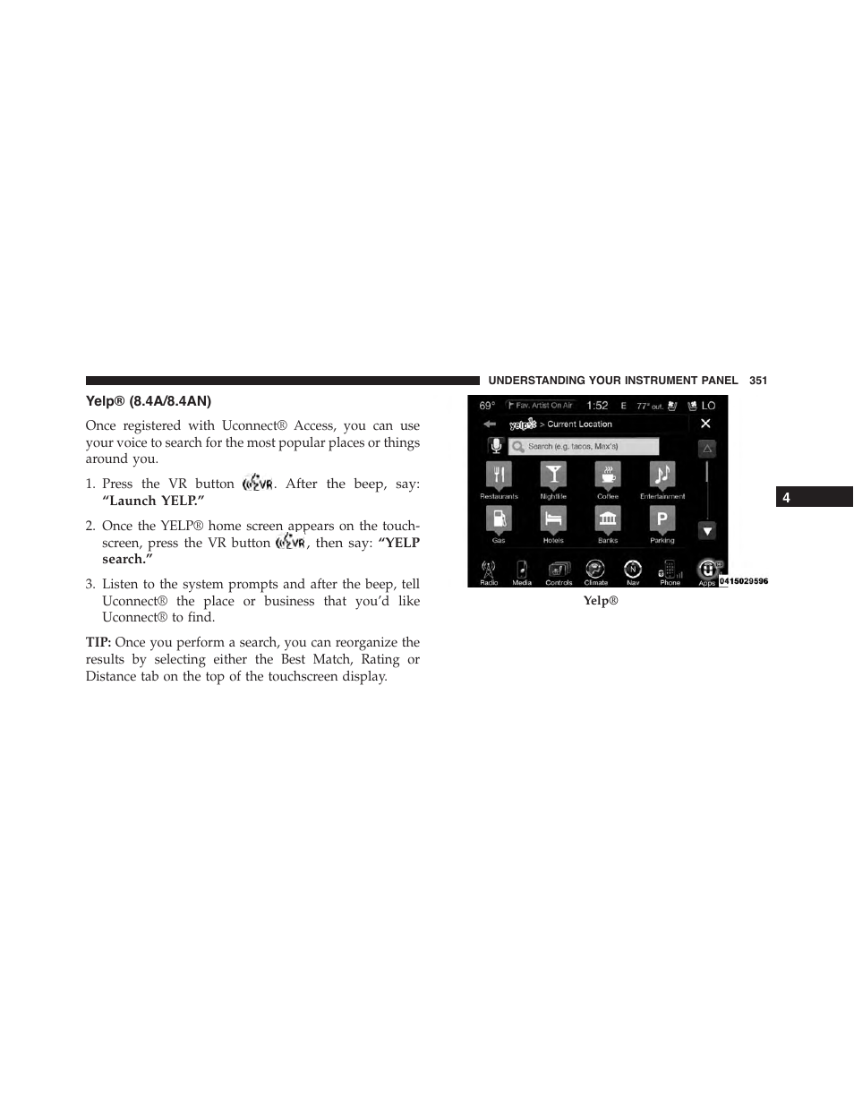 Yelp® (8.4a/8.4an) | Dodge 2015 Challenger - Owner Manual User Manual | Page 353 / 618