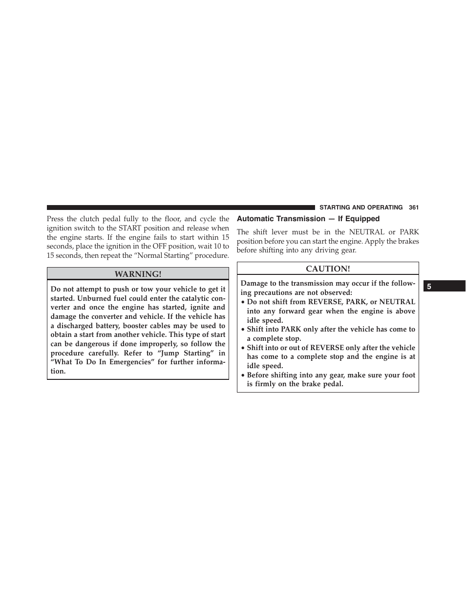 Automatic transmission — if equipped | Dodge 2015 Challenger - Owner Manual User Manual | Page 363 / 618