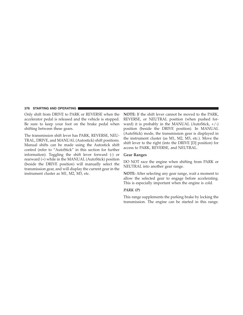 Gear ranges | Dodge 2015 Challenger - Owner Manual User Manual | Page 378 / 618
