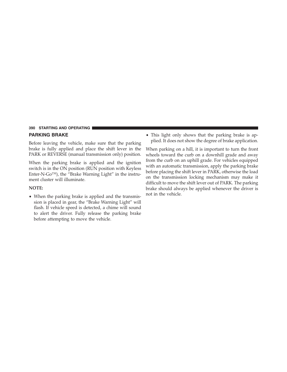 Parking brake | Dodge 2015 Challenger - Owner Manual User Manual | Page 392 / 618