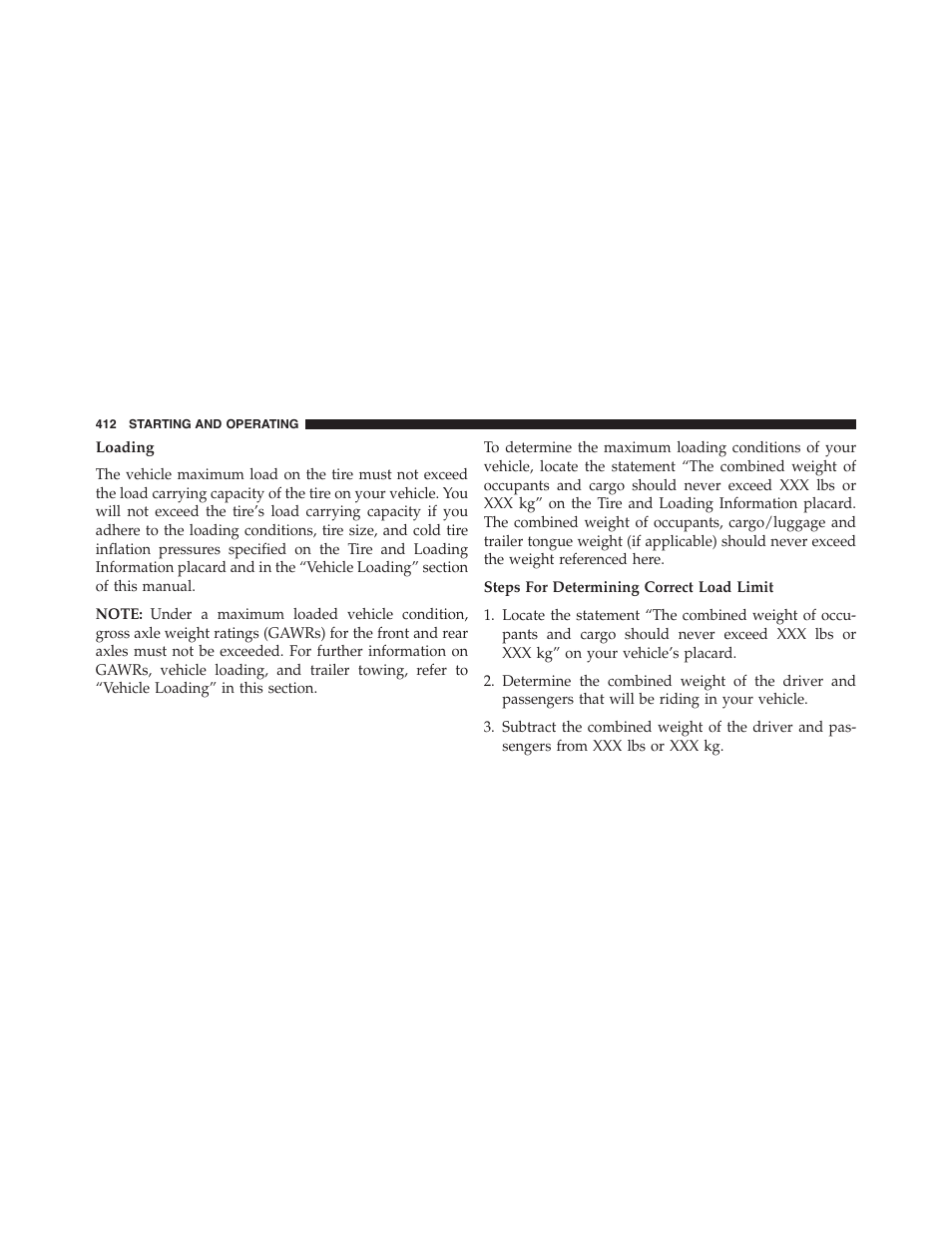 Loading | Dodge 2015 Challenger - Owner Manual User Manual | Page 414 / 618