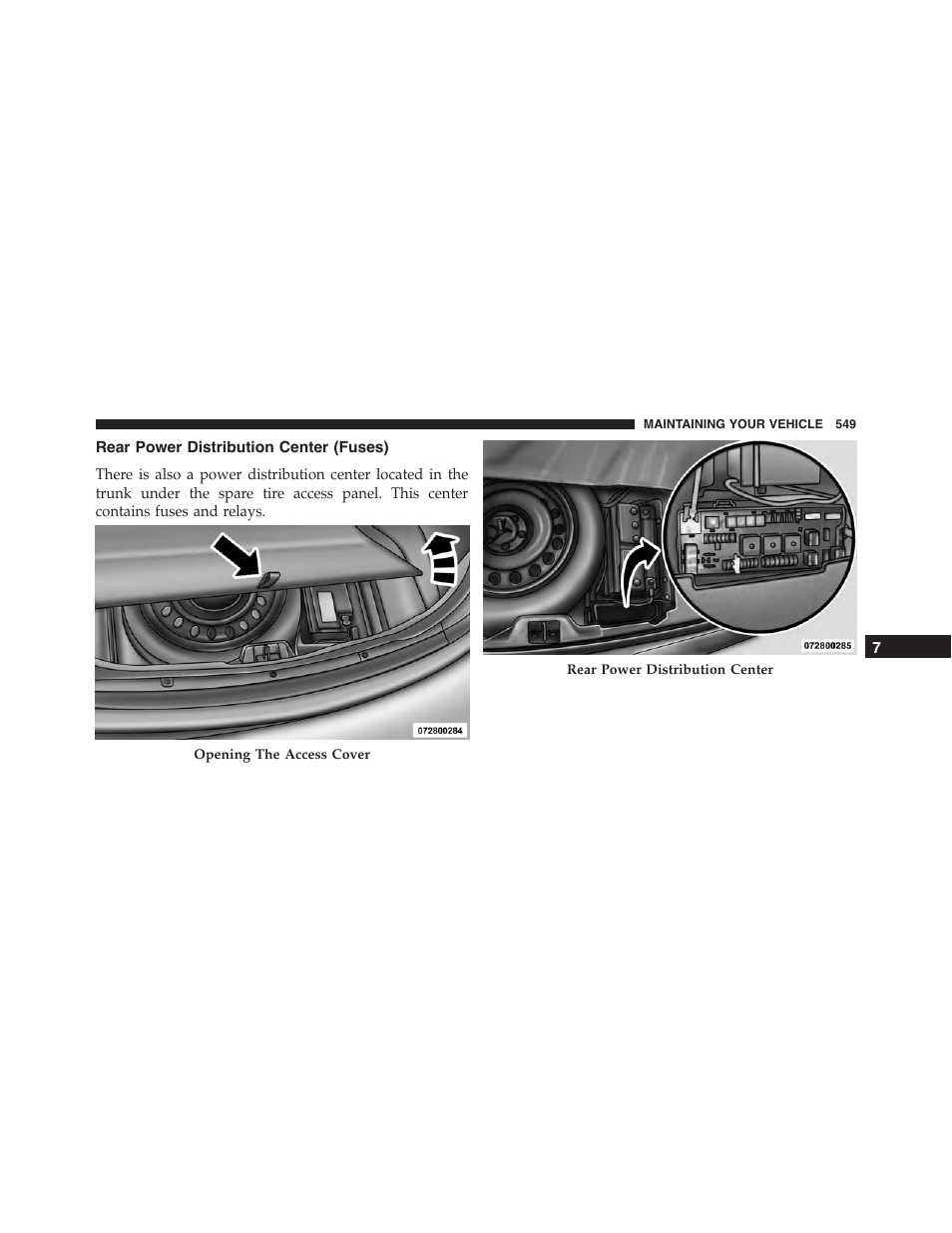 Rear power distribution center (fuses) | Dodge 2015 Challenger - Owner Manual User Manual | Page 551 / 618