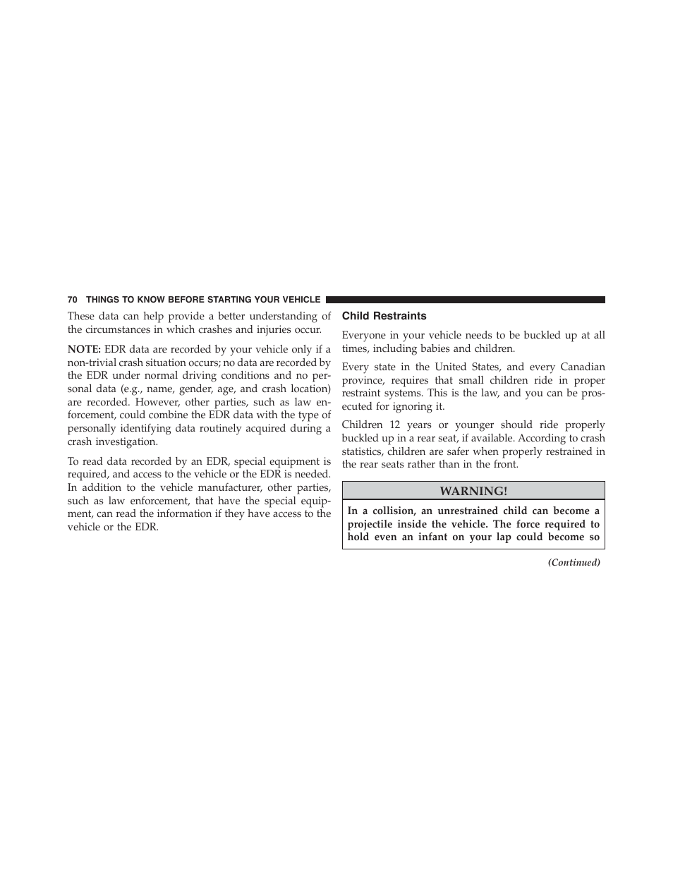Child restraints | Dodge 2015 Challenger - Owner Manual User Manual | Page 72 / 618