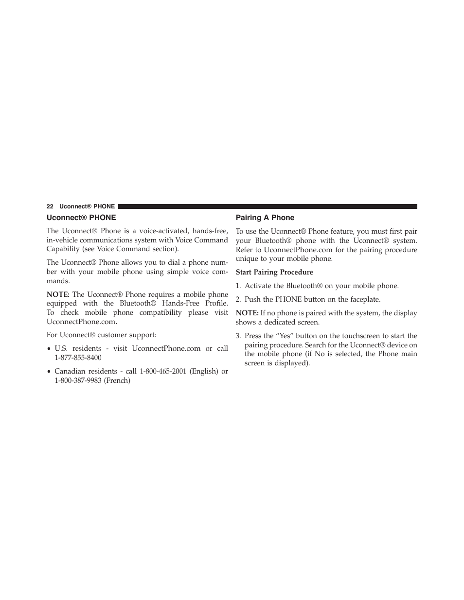 Uconnect® phone, Pairing a phone | Dodge 2015 Durango - Uconnect 5.0 Manual User Manual | Page 23 / 51