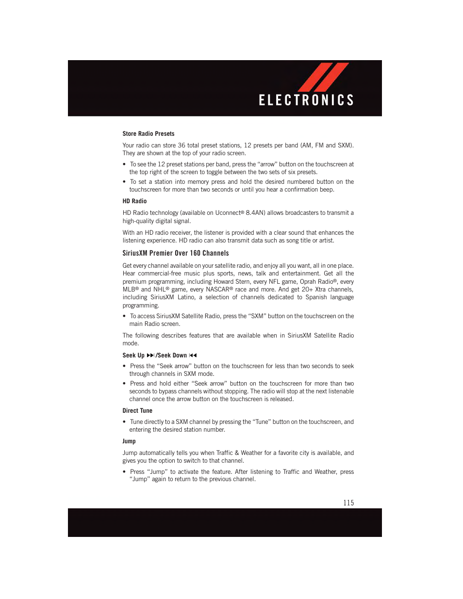 Siriusxm premier over 160 channels | Dodge 2015 Challenger - User Guide User Manual | Page 117 / 236