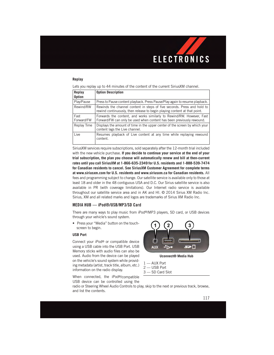 Media hub — ipod®/usb/mp3/sd card | Dodge 2015 Challenger - User Guide User Manual | Page 119 / 236
