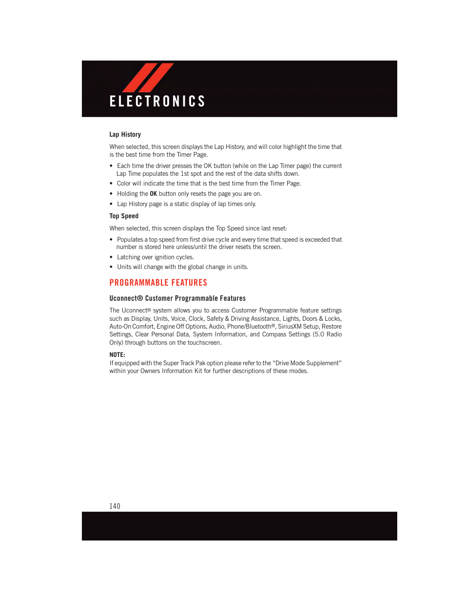 Programmable features, Uconnect® customer programmable features | Dodge 2015 Challenger - User Guide User Manual | Page 142 / 236