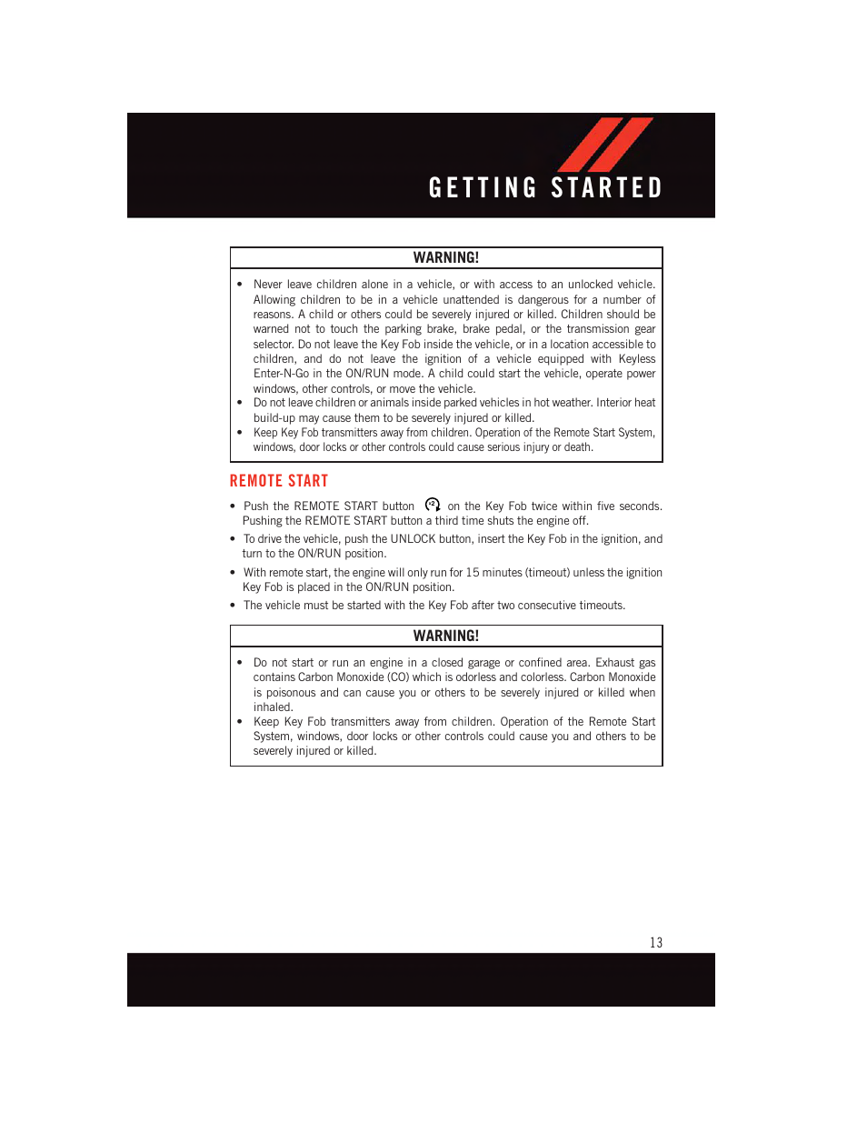 Remote start | Dodge 2015 Challenger - User Guide User Manual | Page 15 / 236