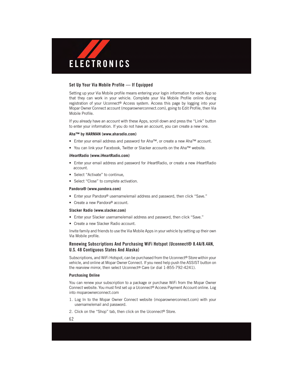 Set up your via mobile profile — if equipped | Dodge 2015 Challenger - User Guide User Manual | Page 64 / 236