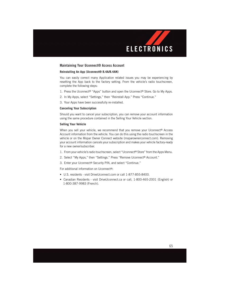 Maintaining your uconnect® access account | Dodge 2015 Challenger - User Guide User Manual | Page 67 / 236