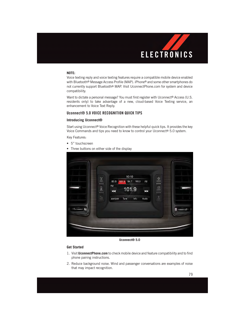 Uconnect® 5.0 voice recognition quick tips | Dodge 2015 Challenger - User Guide User Manual | Page 81 / 236