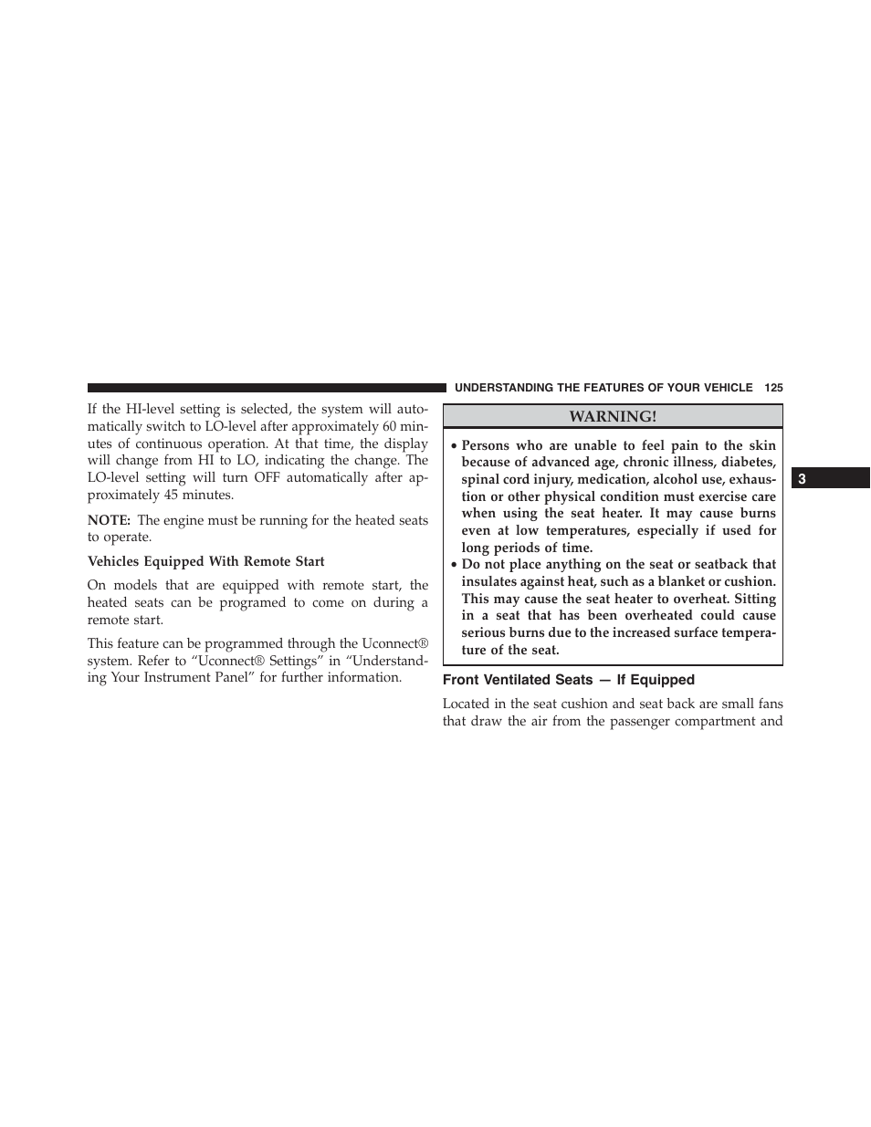 Front ventilated seats — if equipped | Dodge 2015 Challenger-SRT - Owner Manual User Manual | Page 127 / 579