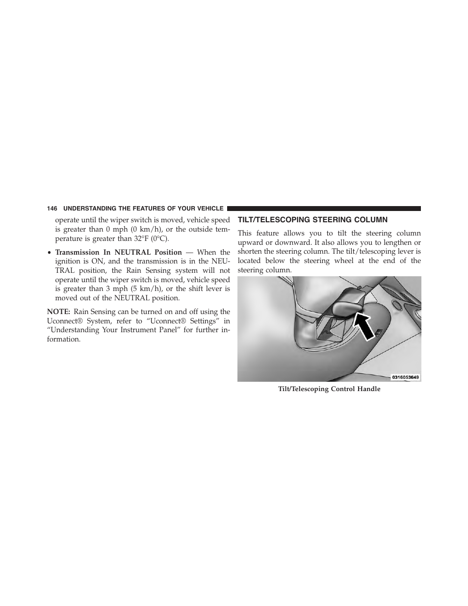 Tilt/telescoping steering column | Dodge 2015 Challenger-SRT - Owner Manual User Manual | Page 148 / 579