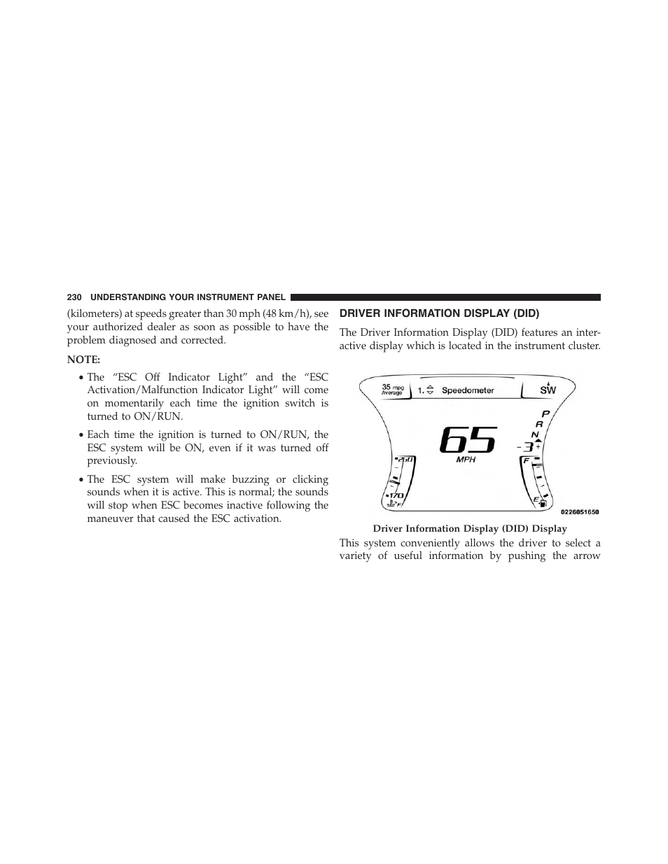 Driver information display (did) | Dodge 2015 Challenger-SRT - Owner Manual User Manual | Page 232 / 579