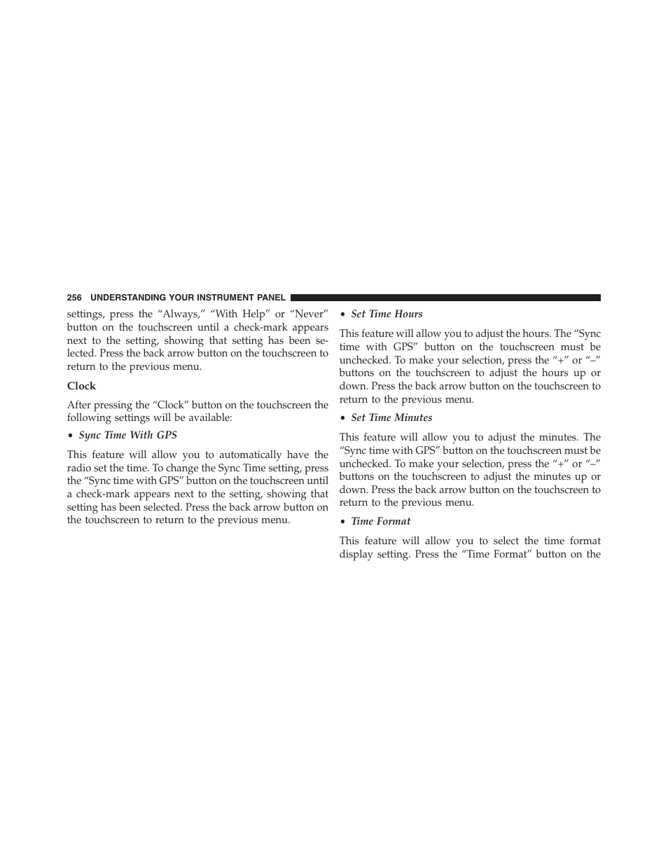 Clock | Dodge 2015 Challenger-SRT - Owner Manual User Manual | Page 258 / 579