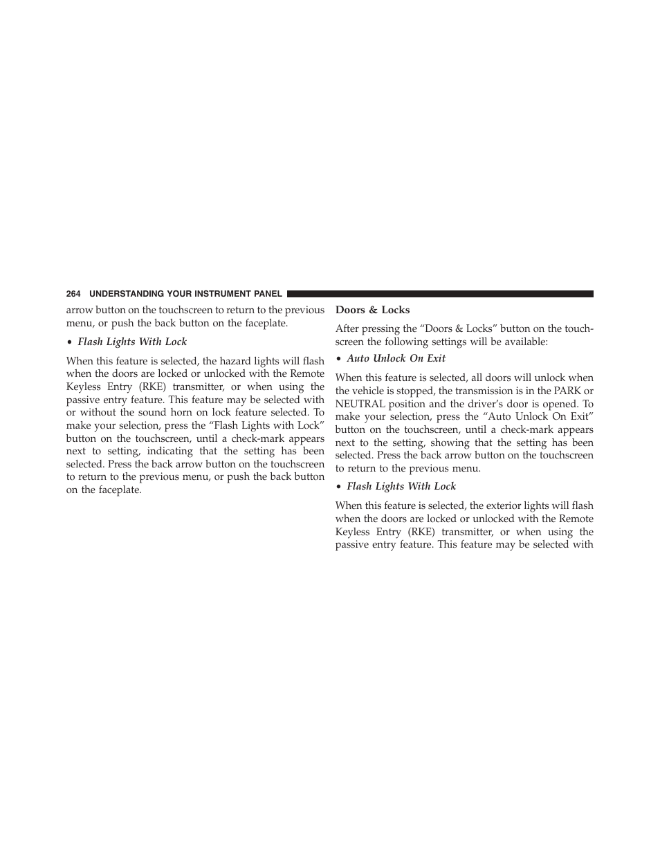 Doors & locks | Dodge 2015 Challenger-SRT - Owner Manual User Manual | Page 266 / 579
