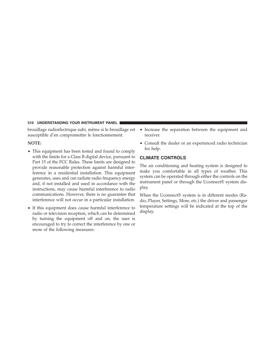 Climate controls | Dodge 2015 Challenger-SRT - Owner Manual User Manual | Page 312 / 579