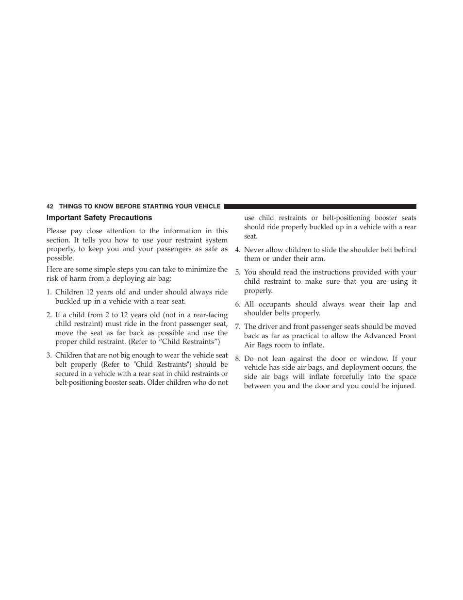 Important safety precautions | Dodge 2015 Challenger-SRT - Owner Manual User Manual | Page 44 / 579