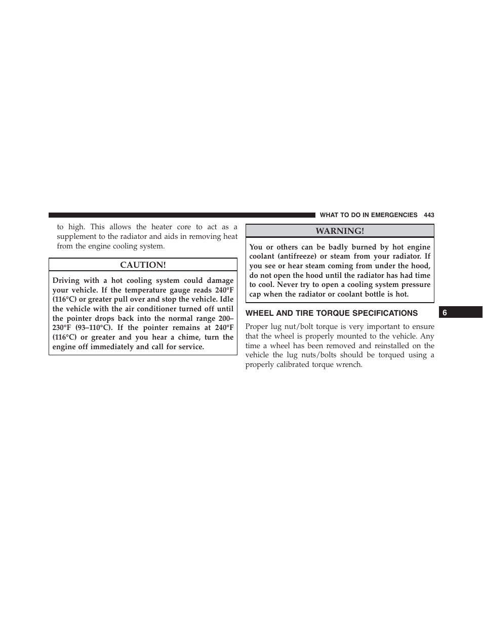 Wheel and tire torque specifications, Wheel and tire torque, Specifications | Dodge 2015 Challenger-SRT - Owner Manual User Manual | Page 445 / 579