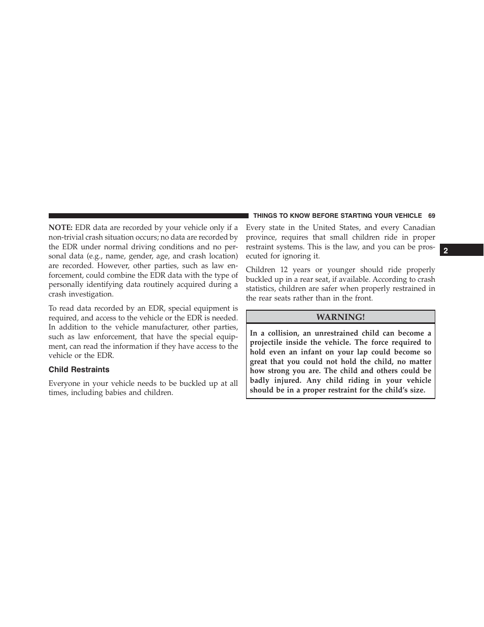 Child restraints | Dodge 2015 Challenger-SRT - Owner Manual User Manual | Page 71 / 579