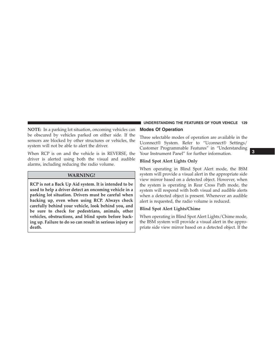 Modes of operation | Dodge 2015 Charger - Owner Manual User Manual | Page 131 / 638